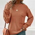 thumbnail image 4 of Baqcunre Women's Clothing, Womens Tops 2025 Oversized Long Sleeve Crewneck Waffle Knit Shirts Business Casual Blouses Basic Shirts Valentines Day Gifts, 1Pc Sweater Orange S, 4 of 8