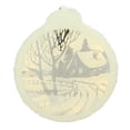 thumbnail image 2 of 8" White Pre-Lit LED Sparkle Winter Cottage Scene Round Christmas Ornament, 2 of 2