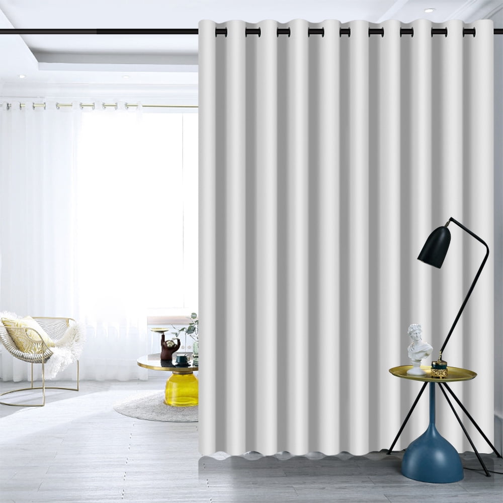 ANMINY Blackout Curtain Panels Solid Color Space Room Divider Screen Partition Fabric, 84"x100", White