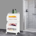 thumbnail image 4 of 2-tier Clothes Basket, Rolling Laundry Basket, Collapsible Laundry Basket for Families, Living Rooms, Bedrooms, Study Rooms, Children's Rooms, Bathrooms (15.7*11.8*28.3in), 4 of 12