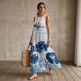 thumbnail image 3 of Xixirimido Blue Lotus Leaf Print Women Maxi Dresses Casual Summer Dresses Tank Long Flowy Sleeveless Sundresses with Pockets Beach Vacation Outfits, Medium, 3 of 7