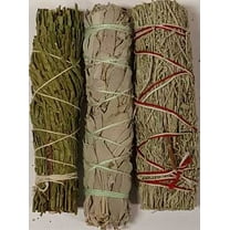 Assortment of Cedar, White and Blue Sage Smudge Stick 3-Pack 4 Inch