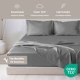 thumbnail image 3 of Virtu Bed Sheets Set, Deep Pocket Rayon Derived from Bamboo Blend Cooling 4 Piece Queen Sheets sets, Gray, 3 of 9