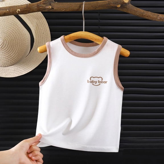 Bxsruta Toddler Girls Boys Summer Round Neck Camisole Soft Modal Cotton Base Layer Shirt Casual Daily Wear Undershirt