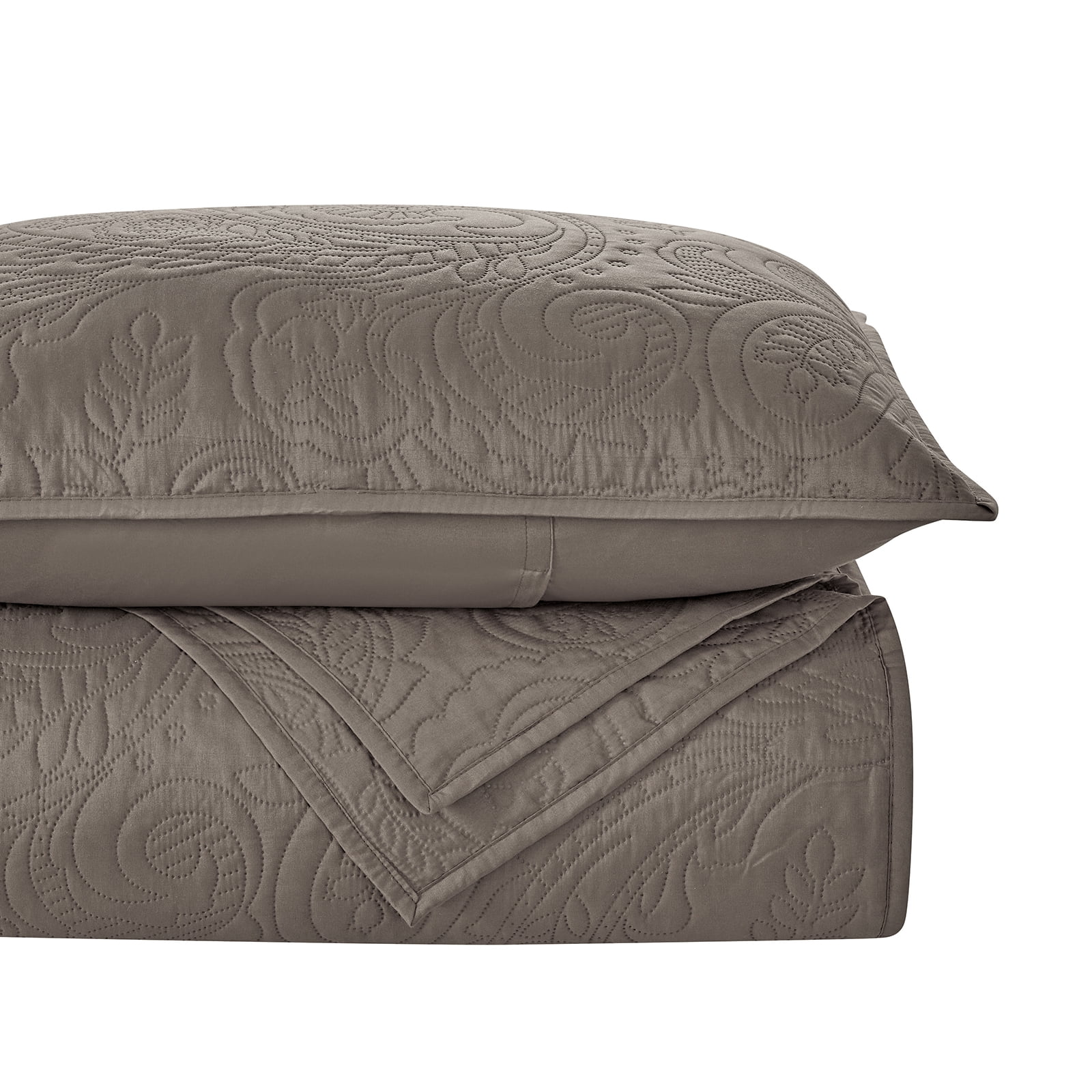 Bourina Modern Floral 3-Piece Quilt Set– Queen,Taupe,Lightweight & Comfortable,Perfect for All Seasons