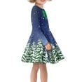 thumbnail image 2 of Renewold Xmas Trees Bow Design Dress for Girls Casual School Dance Outfits Toddler Long Sleeve Round Neck Christmas Holiday Twirly Skater Dress Size XL, 2 of 4