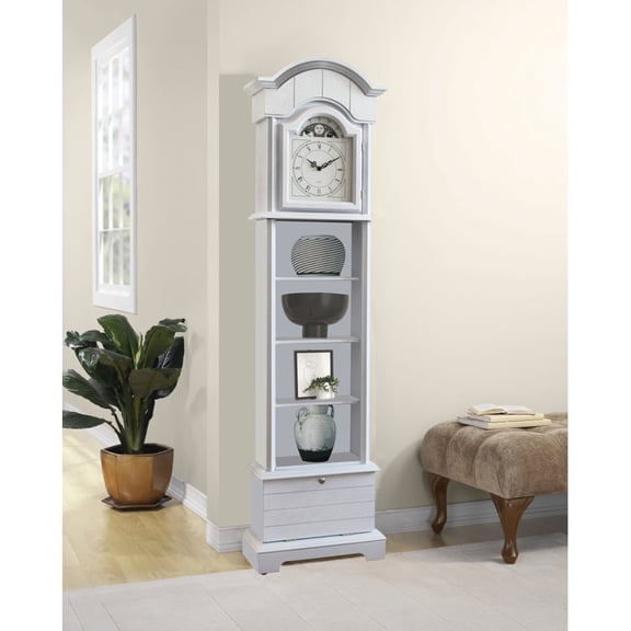 72'' Traditional Floor Standing Wood Grandfather Clock with White Finish
