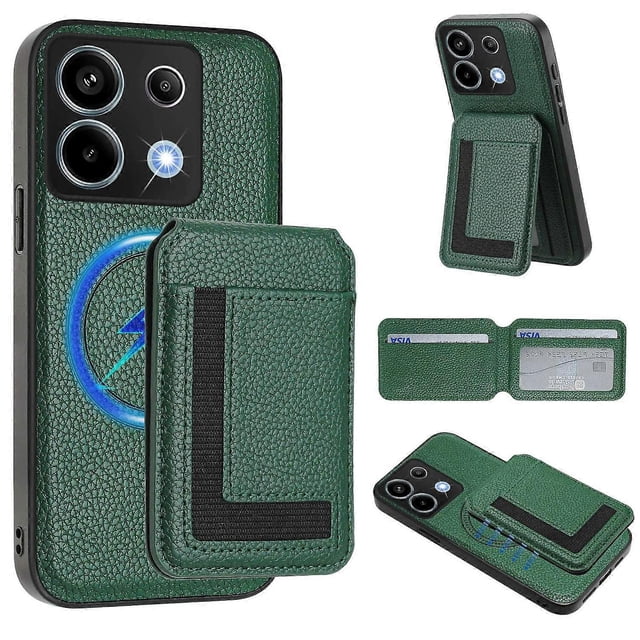 For Xiaomi Poco X6 5G Xiaomi Redmi Note 13 Pro 5G Magnetic Case TPU + PU Leather Phone Back Cover wi