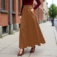 thumbnail image 2 of Wxolcjlv Womens Solid Maxi Skirt High Waist Side Zipper Pockets A‑Line Skirts, 2 of 5