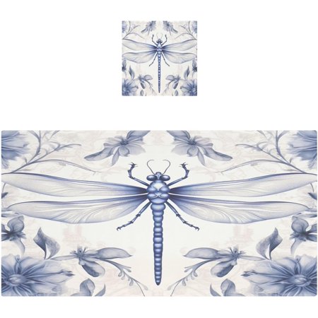 Hotbar Indigo Dragonfly Bath Towels Soft Absorbent Bath Towels Cotton Quick Dry Bath Towel Set of 2 for Home Hotel Bathroom Spa