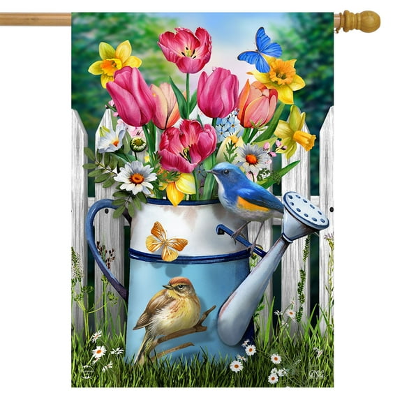 Briarwood Lane Floral Watering Can House Flag
