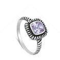 thumbnail image 4 of CHOOSE YOUR COLOR Simulated Lavender Antiqued Chain Coil Halo Ring .925 Sterling Silver Band Purple CZ Female Size 4, 4 of 4