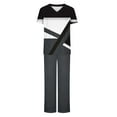 thumbnail image 1 of Camisetas de Manga Larga Mujeres Imprimir Manga Corta V-Cuello Superior Y Pantalones Largos Traje de Trabajo Conjunto, Nylon para Primavera Verano Casual, 1 of 9