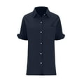 thumbnail image 5 of Diufon Womens Cotton Linen Shirts Summer Casual Solid Color Tees Short Sleeve Button Tops with Pockets, 5 of 5