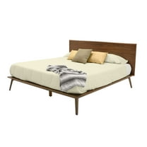 Cary King Size Platform Bed, Panel Headboard, Brown Walnut Veneer