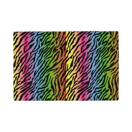 

Placemats Set of 4 Multicolor zebra print cool Heat Resistant Non - Slip Place mats Waterproof table mat for Kitchen Dining-6片装