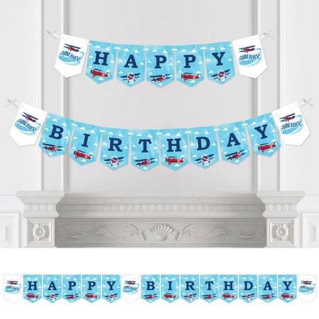 Taking Flight - Airplane - Vintage Plane Birthday Party Bunting Banner - Birthday Party Decorations - Happy Birthday