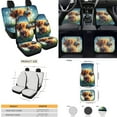thumbnail image 4 of Yuyamidu Highland Cow Car Seat Covers Full Set with Steering Wheel Cover Blue Flower Car Carpet Mats Seat Belt Pads Handbrake Cover Set Auto Cup Holders, 15 PCS, 4 of 6