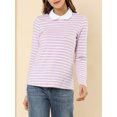 thumbnail image 6 of Allegra K Women's Peter Pan Collar Long Sleeves Contrast Striped Blouse, 6 of 7