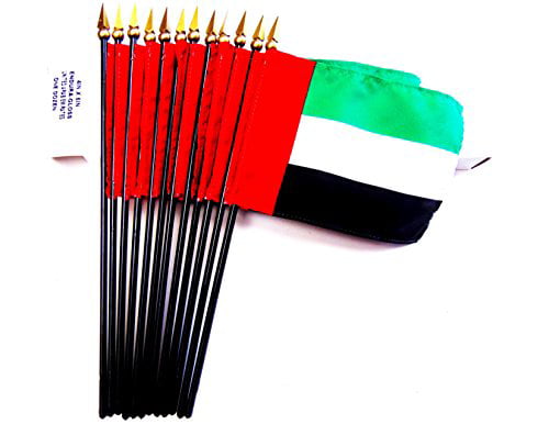 United Arab Emirates 4"x6" Flag Desk Set Table Stick Gold Base 