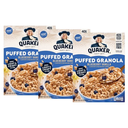 (3 pack) Quaker Puffed Granola Vanilla, 17 Oz