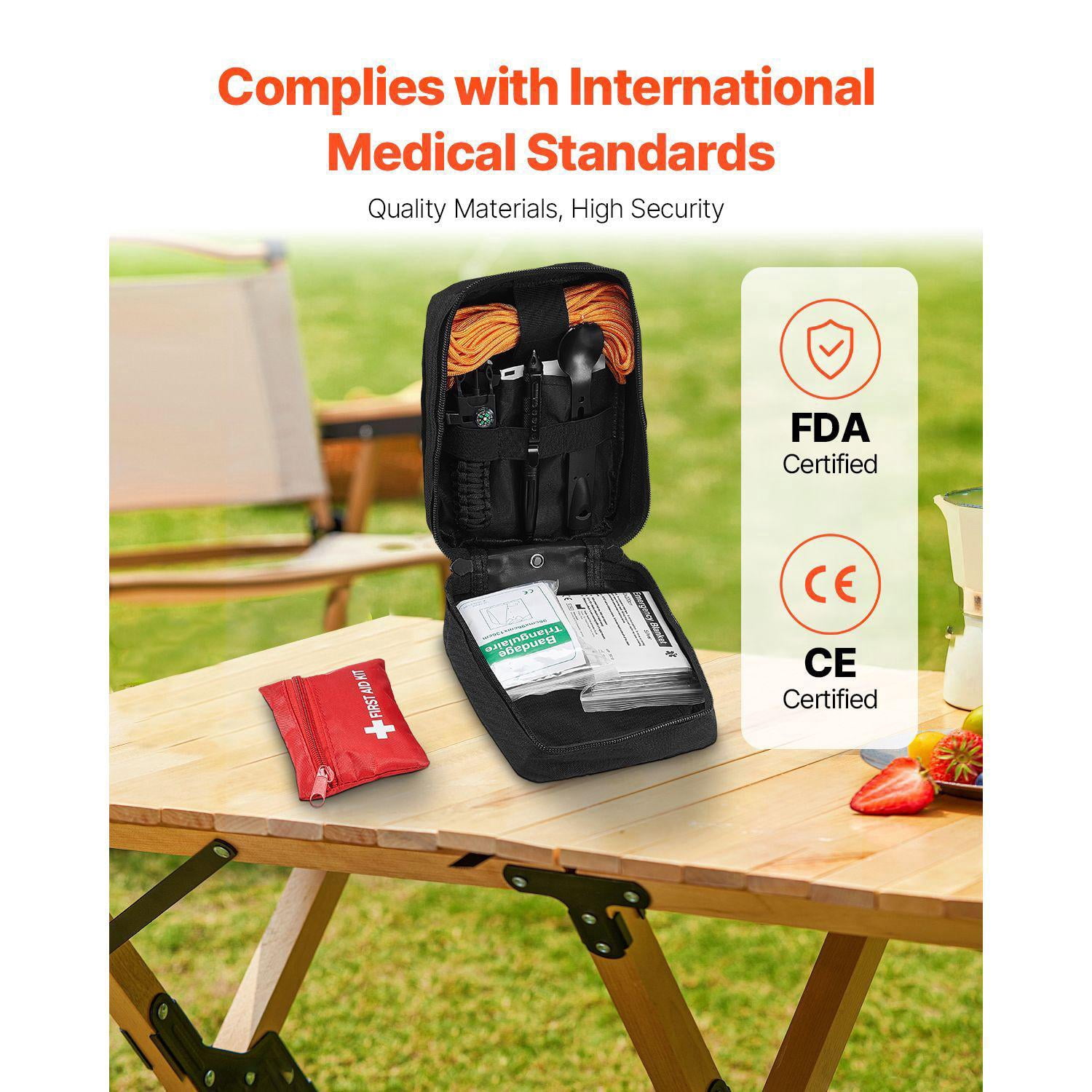 250Pcs 600D Nylon Trauma First Aid Kit Survival Emergency Bag for Camping Hiking Hunting Outdoor Adventure