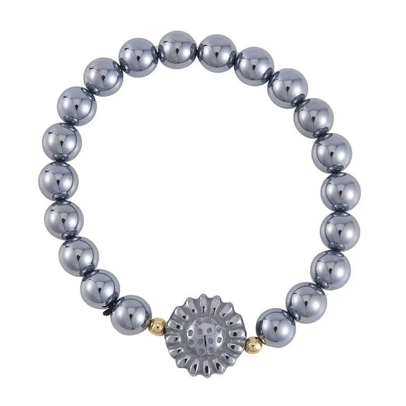 Terahertz 89.30 ctw Beaded Sunflower Stretchable Bracelet in Goldtone Christmas Gifts