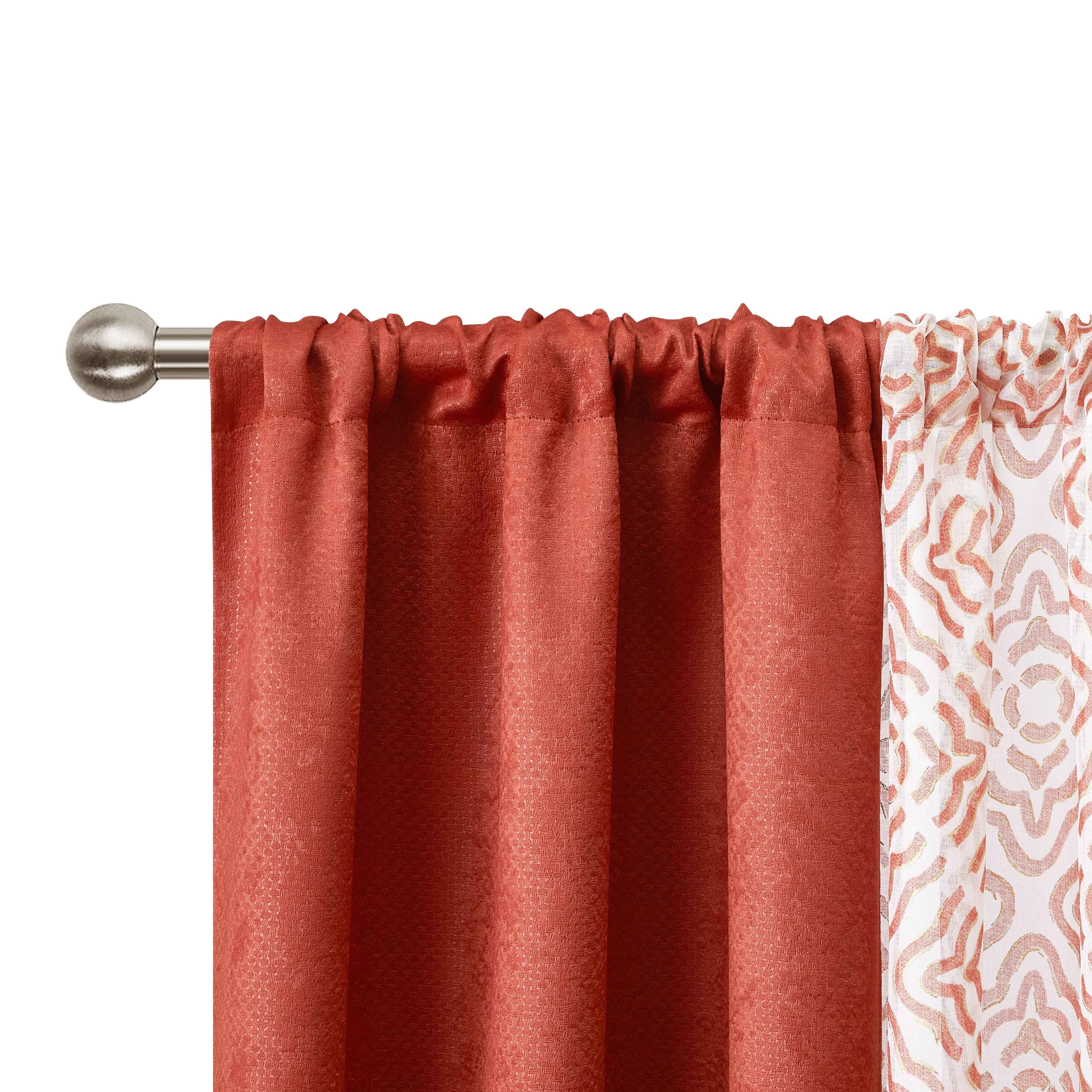 Mainstays Metallic Blackout Curtain Panel Set, Red Canyon, 27.5 in W x 63 in L