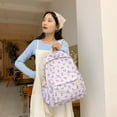 thumbnail image 4 of Sac à Dos Étudiant en Nylon avec Nœud Imprimé pour Filles Femmes Sac d'École Sangle Réglable Sac de Voyage Sac à Dos Mignon Violet, 4 of 6