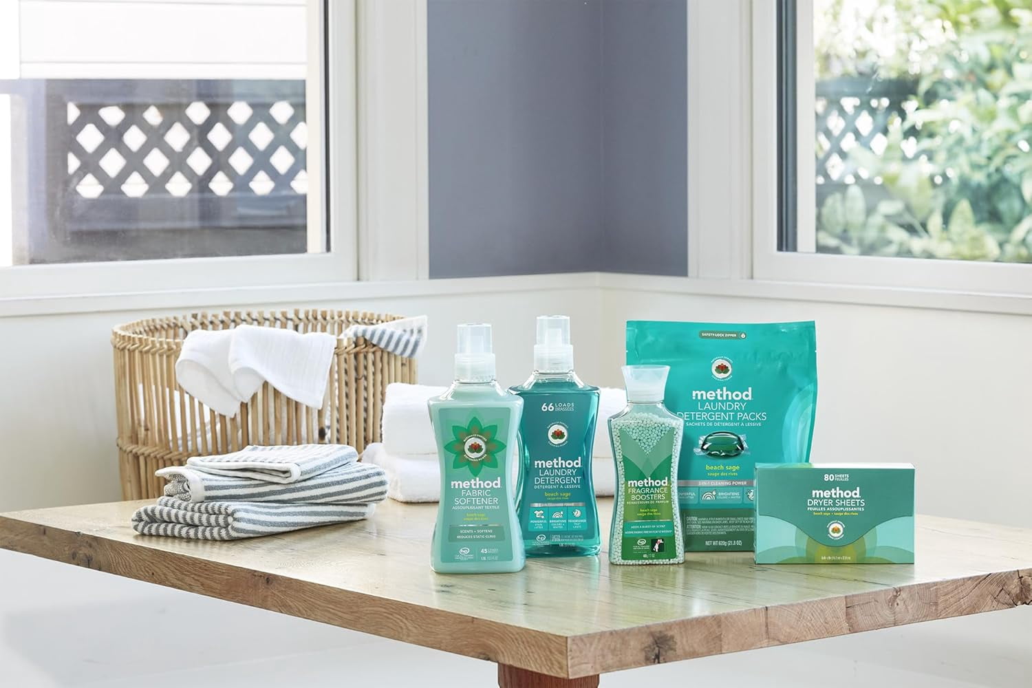 Method Laundry Beach Sage Variety Pack, 1 Laundry Detergent, 1 Fabric Softener, 53.5 oz Each, 2 CT