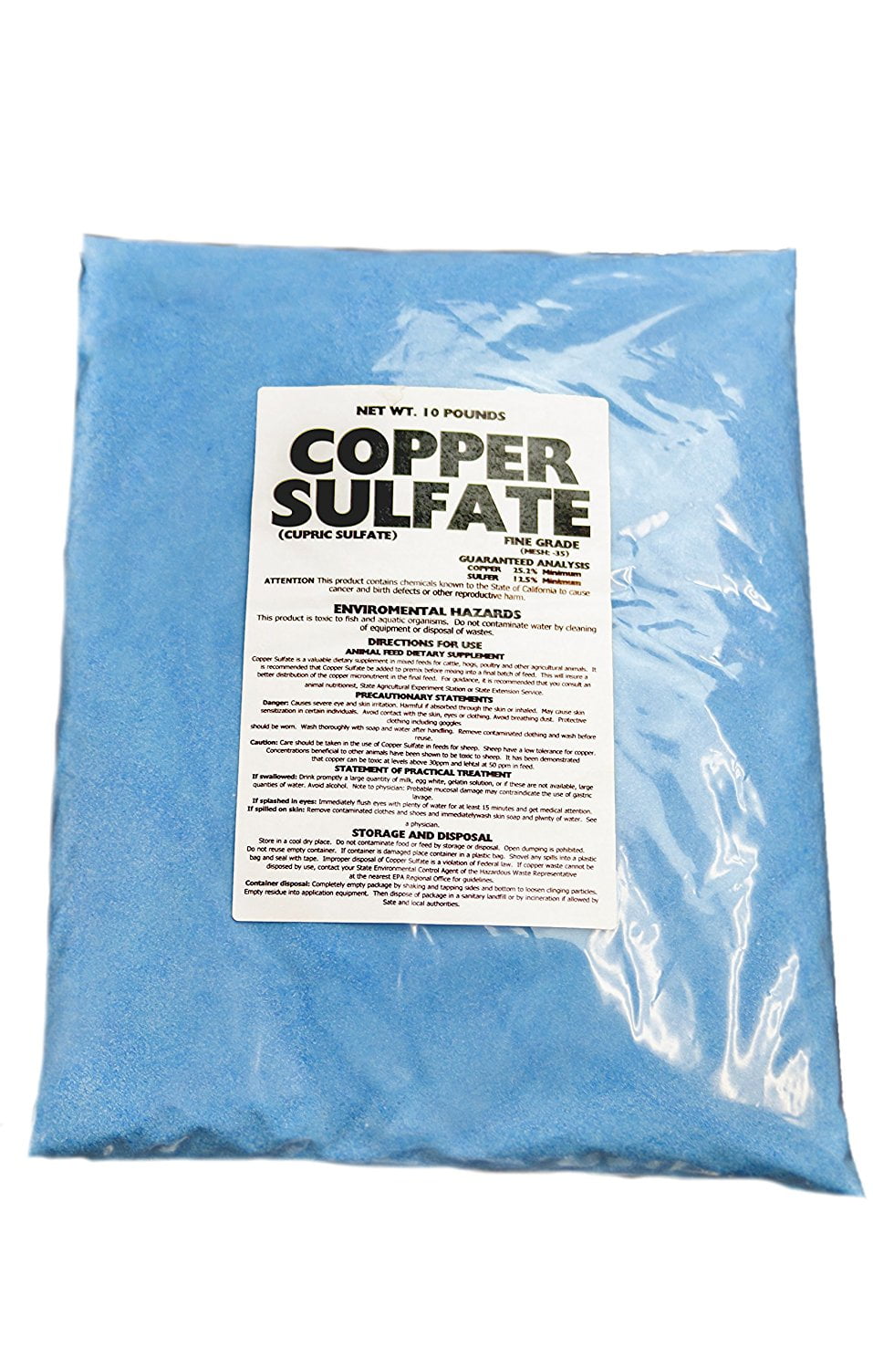Copper Sulfate Pentahydrate 25.2% Perfect Kills Roots Powder Form 10 Pounds 