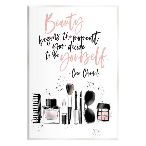 Stupell Industries Beauty Begins Uplifting Fashion Quote Graphic Art Unframed Art Print Wall Art, Design by Alison Petrie
