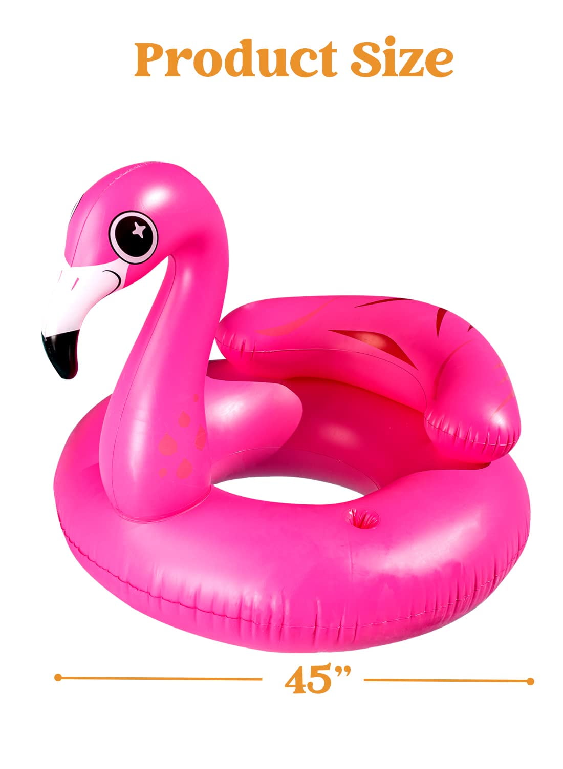 Joyfy 45" Inflatable Flamingo Pool Float, Summer Pool Raft Lounge for Adults & Kids, with 2 Cup Holders and Head Rest