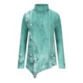 thumbnail image 5 of DPTALR Women Temperament Solid Color Long Sleeved Round Neck Irregular Long Sleeved T-shirt, 5 of 5