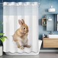 thumbnail image 6 of No Hook Shower Curtains with Snap-in Liner Set, Funny Bunny Waterproof Hotel Style Bathroom Shower Curtain, Cute Art Fun Lovely Animals on Toilets Breathable Mesh Top Window Bath Curtains 60''x72'', 6 of 9