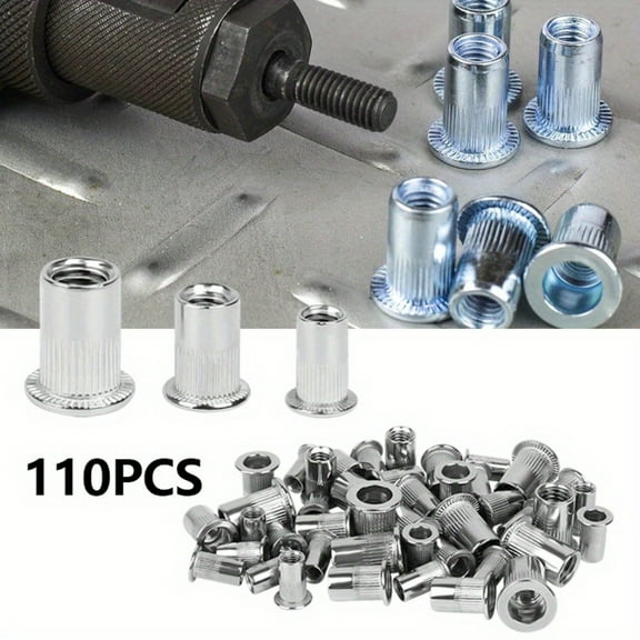 110 Pcs M5 M6 M8 Rivet Nuts, Stainless Steel Threaded Rivetnut Insert Nutsert, Threaded Rivetnut Insert Rivnut Assortment Kit