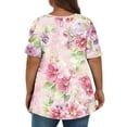 thumbnail image 5 of QETYUW Plus Size Short Sleeve Shirts for Women Casual Floral Print Tshirts Loose Fit Lightweight V Neck T-Shirts Summer Tops, 5 of 6