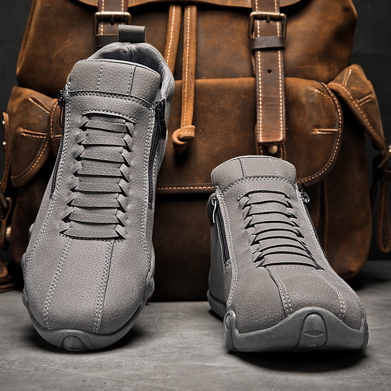 CORASUN Men's Waterproof Casual Shoes, Lightweight & Non-Slip, with Side Zipper, for Daily Wear, Hiking, Driving, High-Top Fashion Sneakers