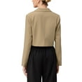 thumbnail image 3 of INSPIRE CHIC Women's Cropped Blazers Notched Lapel Double Breasted Long Sleeve Business Casual Suit Jackets S Khaki, 3 of 5