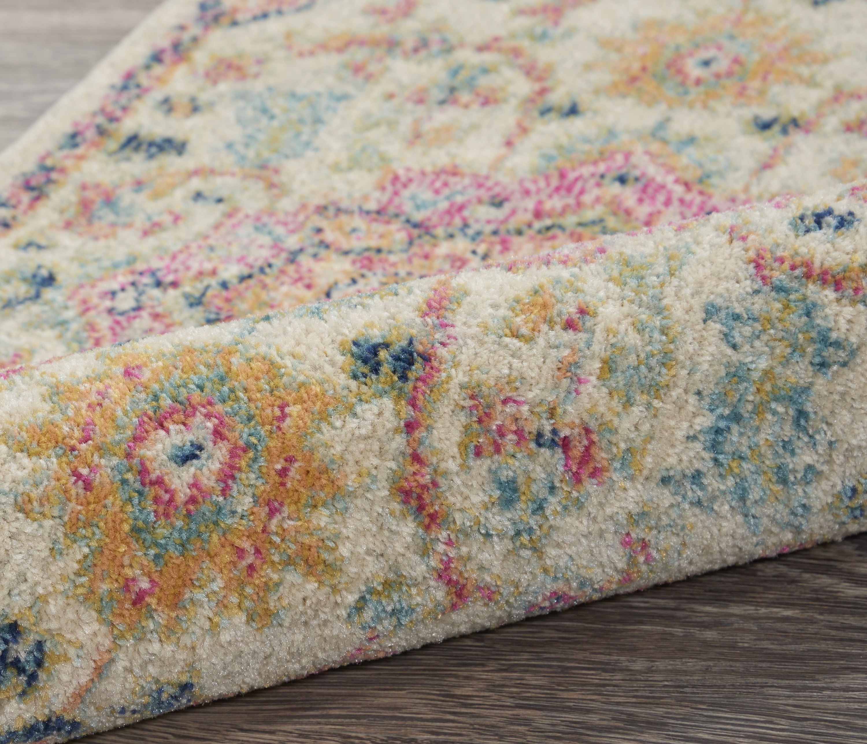 Nourison Passion Ivory/Pink 9' x 12' Area Rug, Transitional, Boho, Bed Room, Living Room, Dining Room, Kitchen, , Easy Cleaning, Non Shedding (9' x 12')