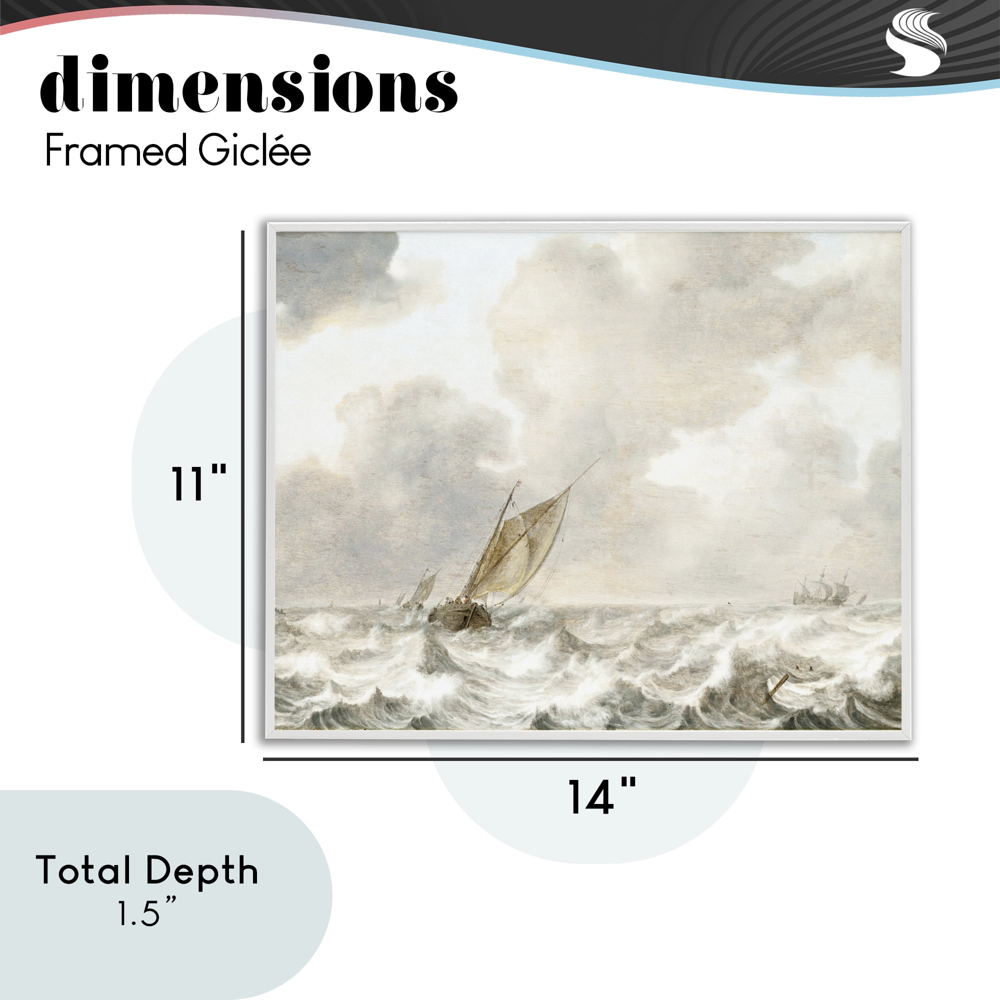 Stupell Industries Vintage Stormy Seas White Framed Giclee Art, design by Leah Straatsma