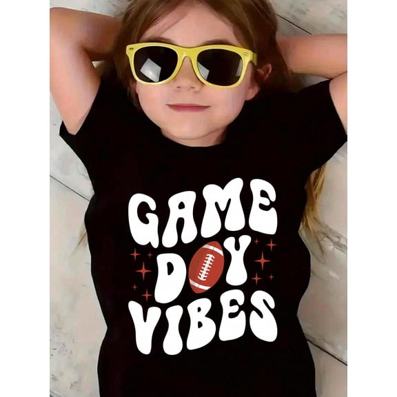 100% Cotton Groovy Football Game Day Vibes Game Day Football Kid T-Shirt Graphic T-shirts for boys and girls