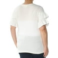 thumbnail image 2 of maison Jules Womens Ruffled Basic T-Shirt, Off-White, Small, 2 of 2