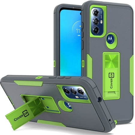 CoverON For Motorola Moto G Play 2023 Phone Case, Military Grade Heavy Duty Full Body Kickstand Cover, Gray
