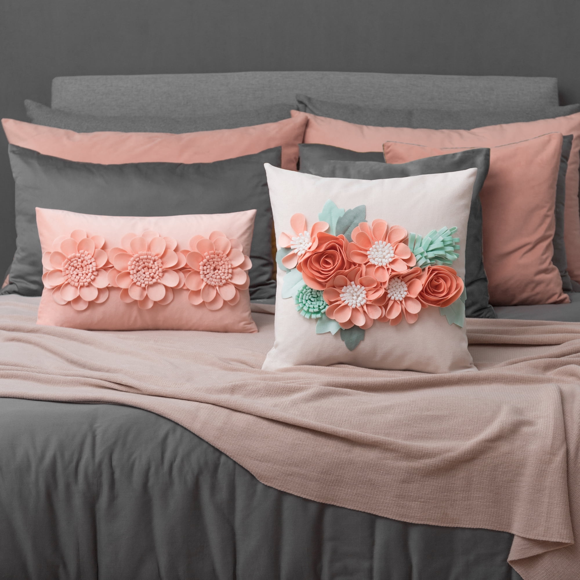 JWH 3D Handmade Extraordinary Decorative Flower Throw Pillow Covers Square 18x18inch Prairie Sunset for Sofa Bedding Decoration