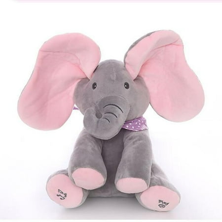 Peek-a-boo Plush Elephant Peekaboo Gray Plus Red English Version