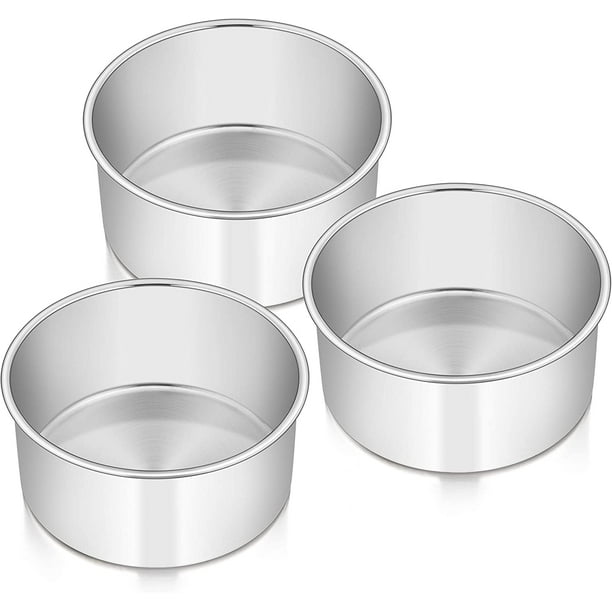 Walchoice Cake Pans Set of 3, Stainless Steel Round Tier Baking Pan, Deep Metal Cake Tins 6” x