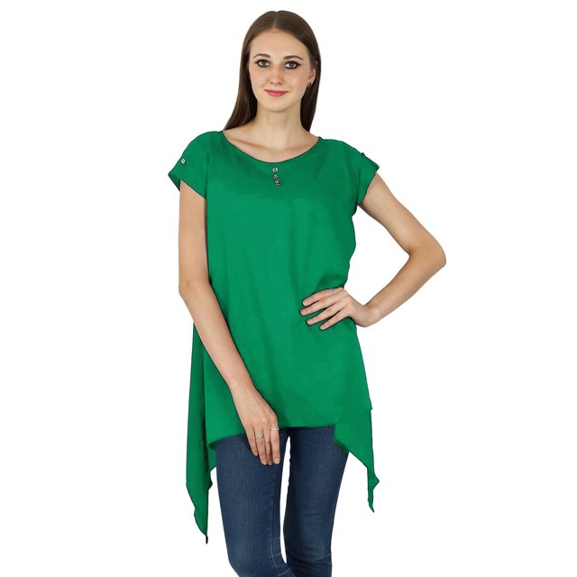 Tunique Décontractée d'Été Manches Courtes Robe de Soleil Femmes Porter Boho Top