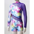 thumbnail image 5 of CHICTRY Kids Girls Long Sleeve Mesh Splice Gymnastics Leotard Short Ballet Dance Biketard Unitard Floral 8, 5 of 7