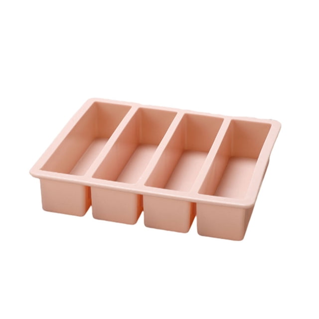 4 Grid Silicone Mold Ice Cubes Rectangular Shape Complementary Pan Handmade Food Soft Baking Pan Handmade Cake Candle Mould Pink